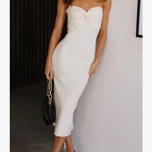 White strapless knit dress
